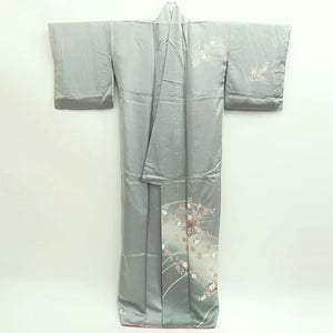 Kimono Gray Chrysanthemum Sayagata Tall Silk #9940B5