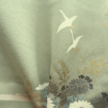 Load image into Gallery viewer, Kimono Pale Green Crane Birds Pine Tree Silk #9661J2
