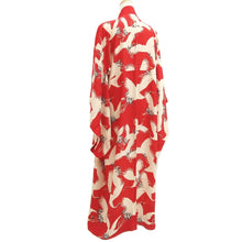 Load image into Gallery viewer, Juban Vintage(1920-1950) Red Crane Birds Silk #10384F5
