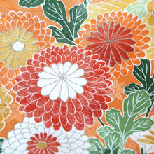 Load image into Gallery viewer, Furisode Orange Chrysanthemum Silk #11086A5
