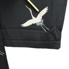 Load image into Gallery viewer, Haori Jacket Black Crane Birds Silk #10819E1
