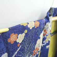 Load image into Gallery viewer, Haori Jacket Vintage(1920-1950) Blue Pine Tree Plum blossom Long Silk #9964C1
