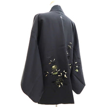 Load image into Gallery viewer, Haori Jacket Black Fully Embroidered Chrysanthemum Silk #10939F1
