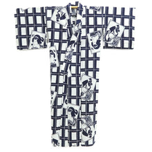 Load image into Gallery viewer, Yukata Vintage(1950-1980) White Navy Kabuki Cotton #10764D4
