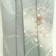 Load image into Gallery viewer, Kimono Gray Chrysanthemum Sayagata Tall Silk #9940B5
