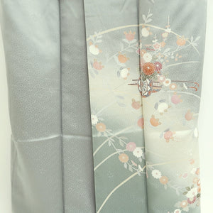 Kimono Gray Chrysanthemum Sayagata Tall Silk #9940B5