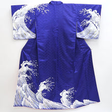 Load image into Gallery viewer, Kimono Blue White Curling Wave Synthetic #9675J3
