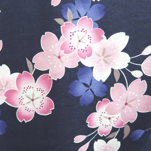 Yukata Navy Sakura Tall Wide Cotton #9917B4