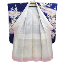 Load image into Gallery viewer, Furisode Blue Bird Plum blossom Silk #10339F2
