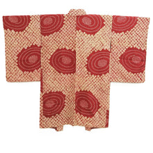 Load image into Gallery viewer, Haori Jacket Vintage(1920-1950) Red Pale Yellow Shibori Swirl Silk #11059A3
