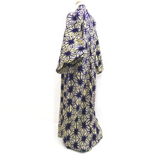 Load image into Gallery viewer, Kimono Vintage(1950-1980) Light Yellow Purple Shibori Silk #10261E4
