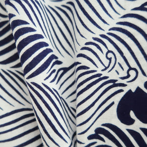 Yukata Vintage(1950-1980) White Navy Wave Cotton #10490B1