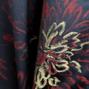 Haori Jacket Vintage(1950-1980) Black Gold Silver Chrysanthemum Silk #10238E2