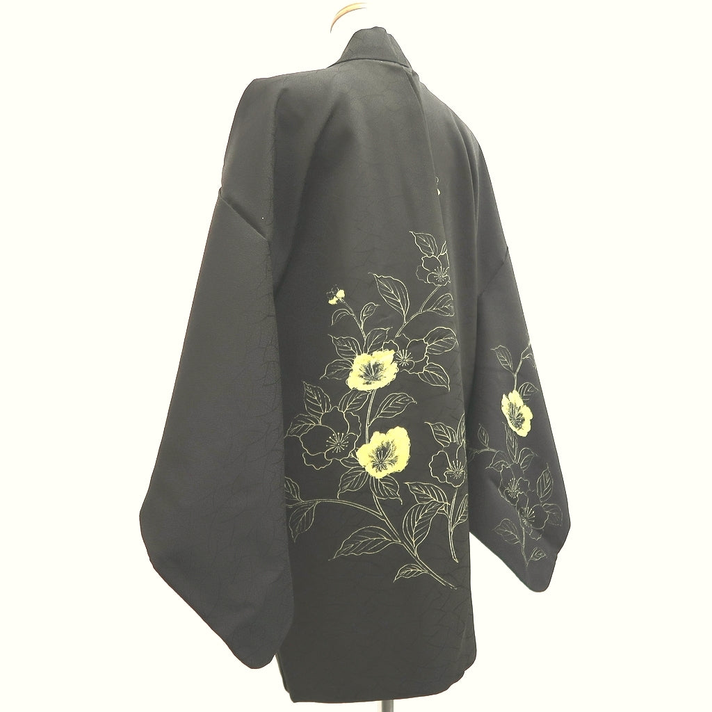 Haori Jacket Vintage(1950-1980) Black Flower Silk #10044C5