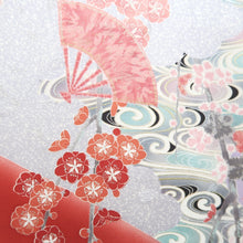Load image into Gallery viewer, Furisode Light Red Plum blossom Peacock Tall Silk #10558B4
