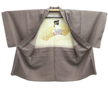 Load image into Gallery viewer, Men's Haori Vintage(1950-1980) Brown Utamaro Ukiyoe Bijinga Silk #10645C4
