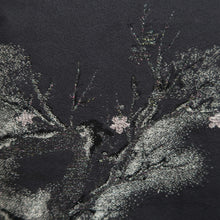 Load image into Gallery viewer, Haori Jacket Vintage(1950-1980) Black Silver Plum blossom Branch Silk #10012C3
