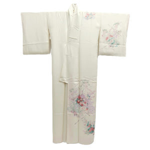 Kimono White Peacock Chrysanthemum Silk #10529B2