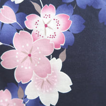 Load image into Gallery viewer, Yukata Navy Sakura Tall Wide Cotton #9917B4
