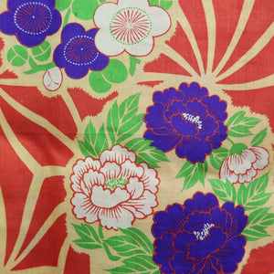 Juban Vintage(1920-1950) Light Red Camellia Plum blossom Silk #10372F4
