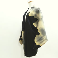 Load image into Gallery viewer, Haori Jacket Vintage(1950-1980) Black Cream white Gold Mystical Night Silk #10239E2
