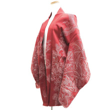 Load image into Gallery viewer, Haori Jacket Vintage(1950-1980) Red Bird Flower Embroidery Silk #9999C3
