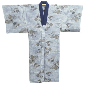 Men's Juban Blueish Gray Ukiyoe Utamaro Silk #10455A4