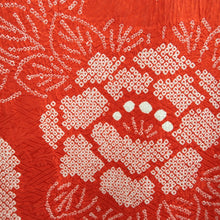 Load image into Gallery viewer, Furisode Red Shibori Flower Silk #10567B4
