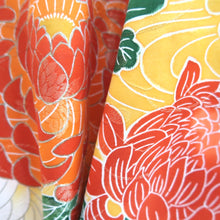 Load image into Gallery viewer, Furisode Orange Chrysanthemum Silk #11086A5
