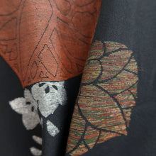 Load image into Gallery viewer, Haori Jacket Vintage(1950-1980) Black Leaves Silk #10208E1
