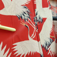Load image into Gallery viewer, Juban Vintage(1920-1950) Red Crane Birds Silk #10384F5
