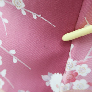Kimono Magenta Plum blossom Folding Fan Silk #10538B3