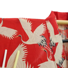 Load image into Gallery viewer, Juban Vintage(1920-1950) Red Crane Birds Silk #10384F5
