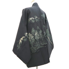 Load image into Gallery viewer, Haori Jacket Vintage(1950-1980) Black Tree Mountain Landscape Silk #9776A4
