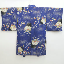 Load image into Gallery viewer, Haori Jacket Vintage(1920-1950) Blue Pine Tree Plum blossom Long Silk #9964C1
