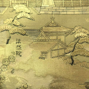 Fukuro Obi Gold Kyoto Temples Landscape Silk BB347W1