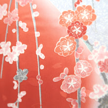Load image into Gallery viewer, Furisode Light Red Plum blossom Peacock Tall Silk #10558B4
