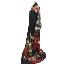 Load image into Gallery viewer, Furisode Black Red Gold Butterfly Cherry Blossom Tall Silk #11087B1
