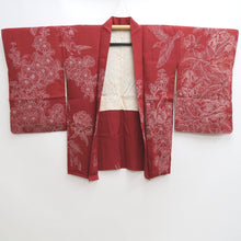 Load image into Gallery viewer, Haori Jacket Vintage(1950-1980) Red Bird Flower Embroidery Silk #9999C3
