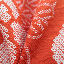 Load image into Gallery viewer, Furisode Red Shibori Flower Silk #10567B4
