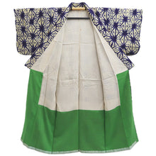 Load image into Gallery viewer, Kimono Vintage(1950-1980) Light Yellow Purple Shibori Silk #10261E4
