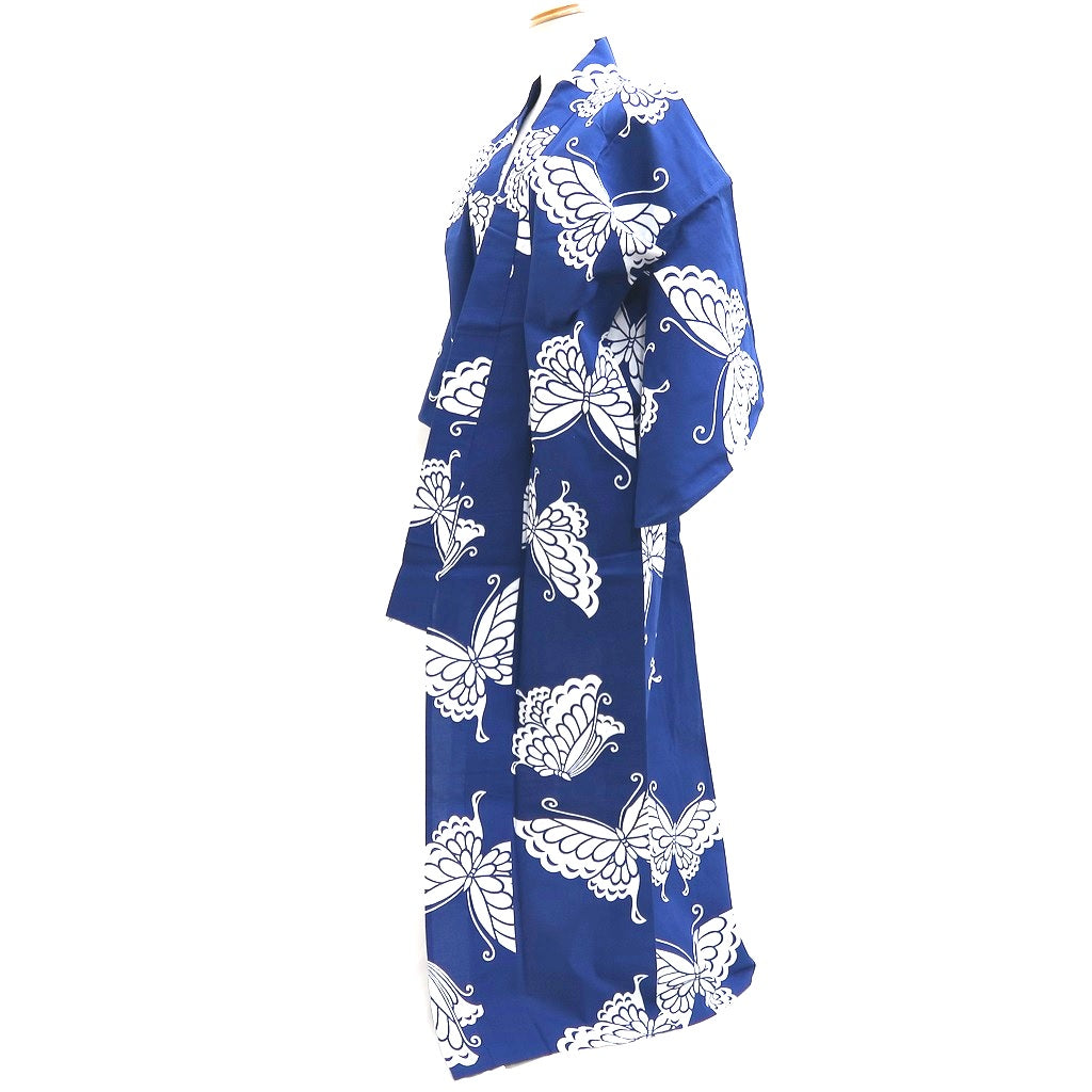 Yukata Vintage(1950-1980) Blue Butterfly Cotton #9918B4