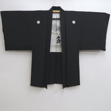 Load image into Gallery viewer, Men&#39;s Haori Vintage(1950-1980) Black Habutae Landscape Silk #9987C2
