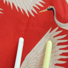 Load image into Gallery viewer, Juban Vintage(1920-1950) Red Crane Birds Silk #10384F5
