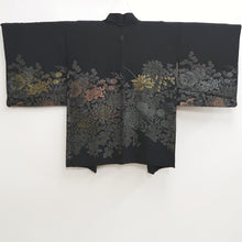 Load image into Gallery viewer, Haori Jacket Vintage(1950-1980) Black Silver Gold Chrysanthemum Silk #10058D1
