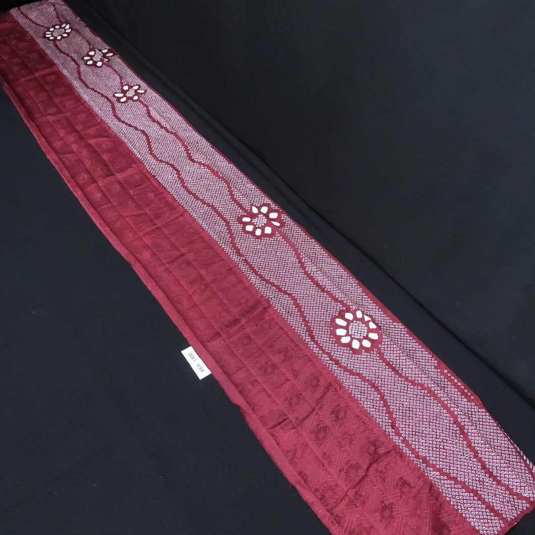 KK1400B8 Silk Kimono Fabric Vintage(1950-1980) Shibori Reddish Purple 84.6x12.6in(215x32cm)