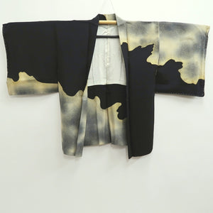 Haori Jacket Vintage(1950-1980) Black Cream white Gold Mystical Night Silk #10239E2