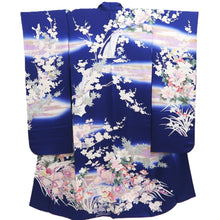 Load image into Gallery viewer, Furisode Blue Bird Plum blossom Silk #10339F2
