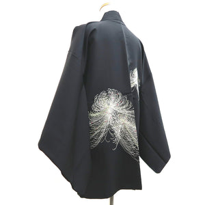 Haori Jacket Vintage(1950-1980) Black Fully Embroidered Kiku Silk #10029C4