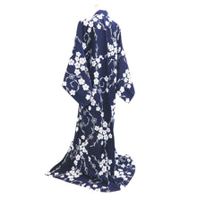 Load image into Gallery viewer, Yukata Vintage(1950-1980) Navy Cherry Blossom Cotton #11104B1
